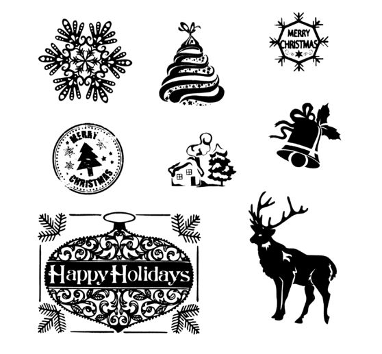 Punching forms and stamp set "Happy Holidays"