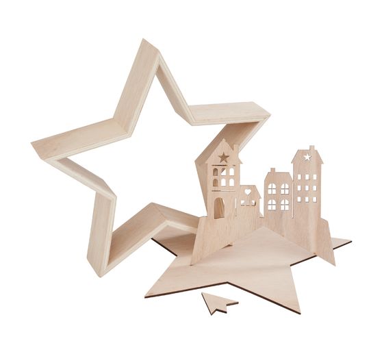 VBS Houten bouwpakket "Houten ster met voorkant huis"