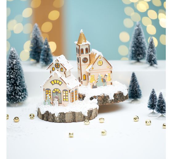 VBS Houten bouwpakket "Kerk met ronde torenspits", incl. LED's