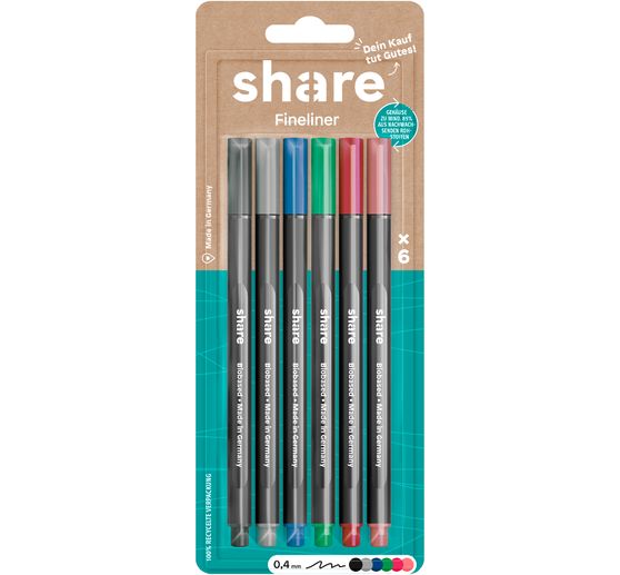 share Fineliners, set van 6