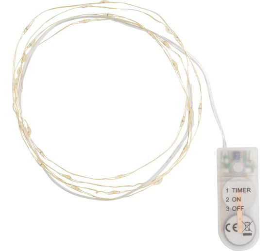 Micro LED snoer lampjes met timer 6/18u, 30 LED's, L 1,95 m