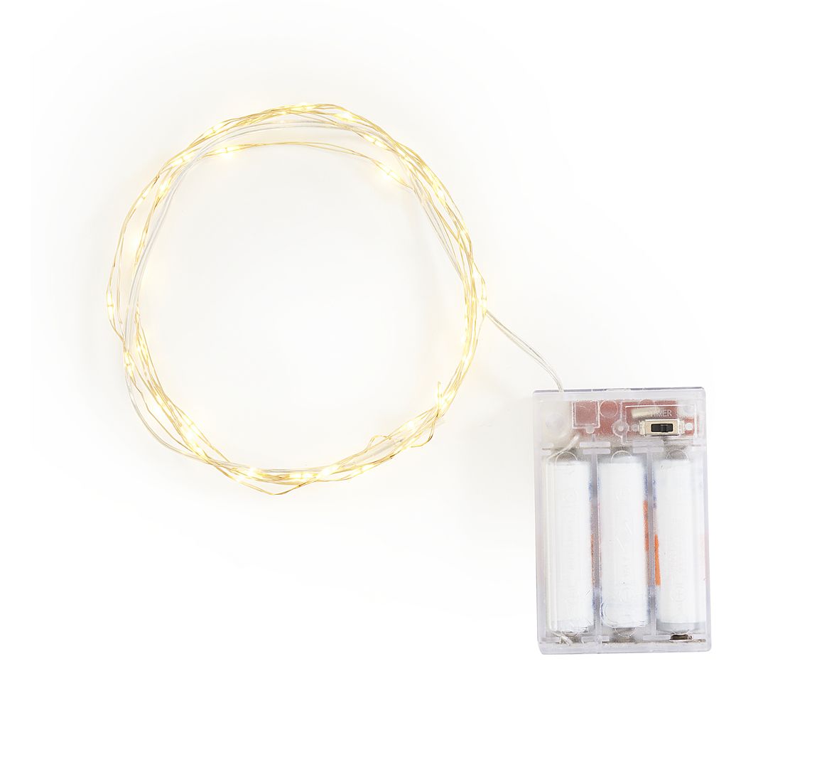 Micro LED snoer lampjes met timer 6/18u, 40 LED's