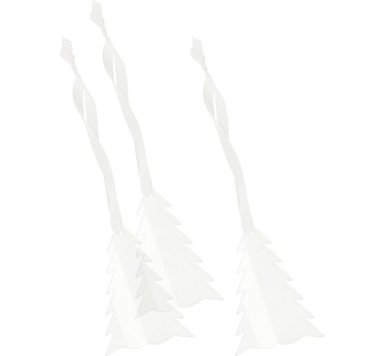 Acryl decoratieve hanger "Kerstboom" met lint, set van 3