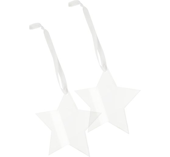 Acryl decoratieve hanger "Ster" met lint, set van 2
