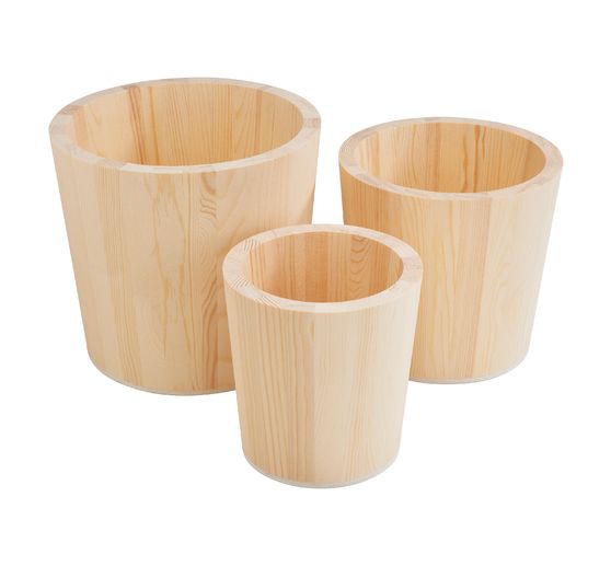 VBS Wooden plant pots, set of 3