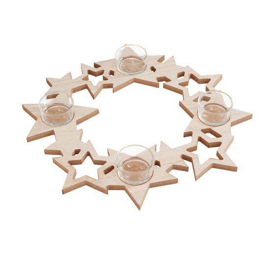 VBS Tea light holder "Advent wreath - Stars", incl. 4 tea light jars