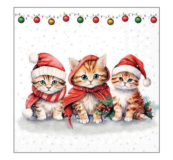 Servet "Grappige kerstkittens"