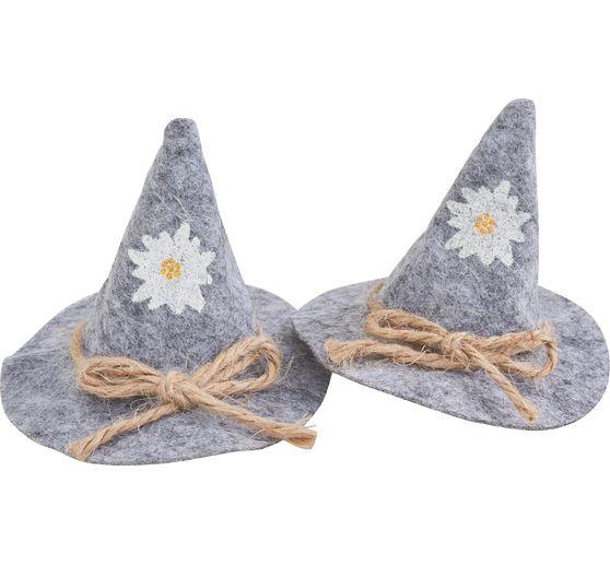 Miniatuurhoedje van vilt, 2 stuks