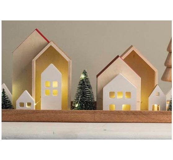 Houten frame "Huizen - Hoog", set van 2