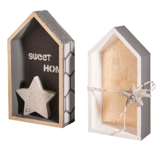Houten frame "Huizen - Hoog", set van 2