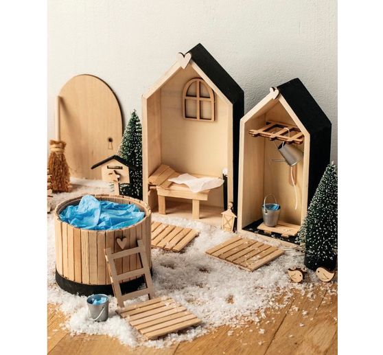 Houten frame "Huizen - Hoog", set van 2