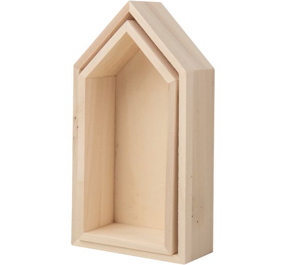 Houten frame "Huizen - Hoog", set van 2