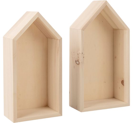 Houten frame "Huizen - Hoog", set van 2