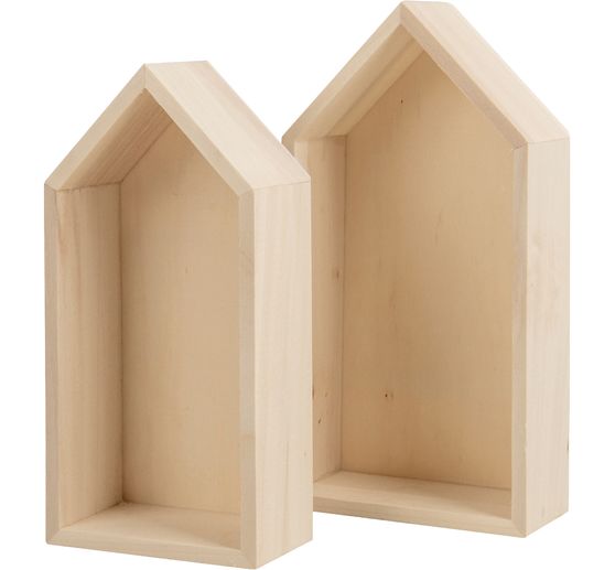 Houten frame "Huizen - Hoog", set van 2