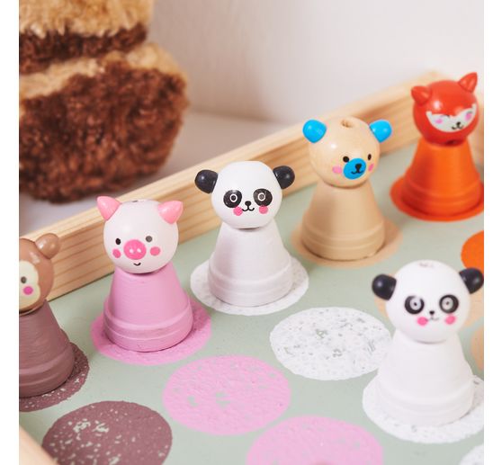Houten ballen met gezicht "Cute Animals", 10 stuks.