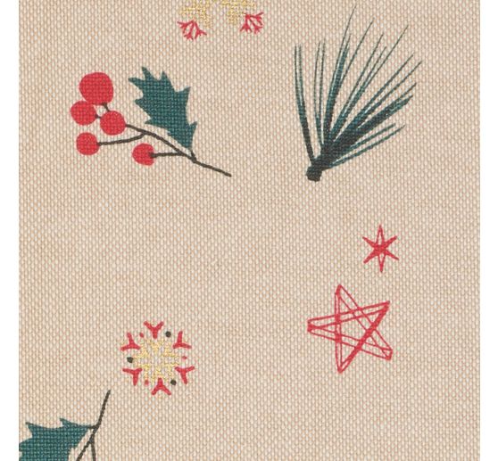 Canvas fabric "Christmas with glitter snowflakes"