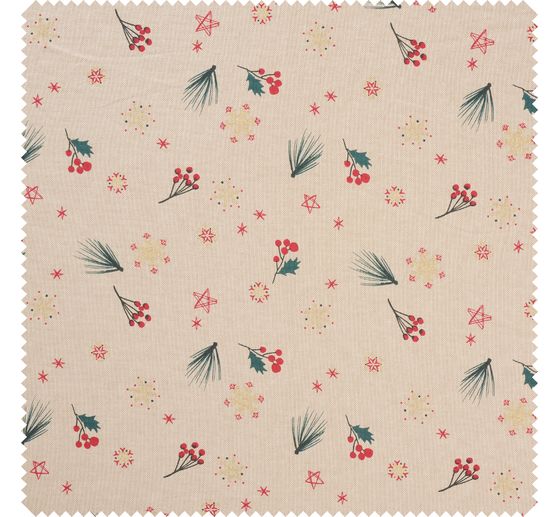 Canvas fabric "Christmas with glitter snowflakes"