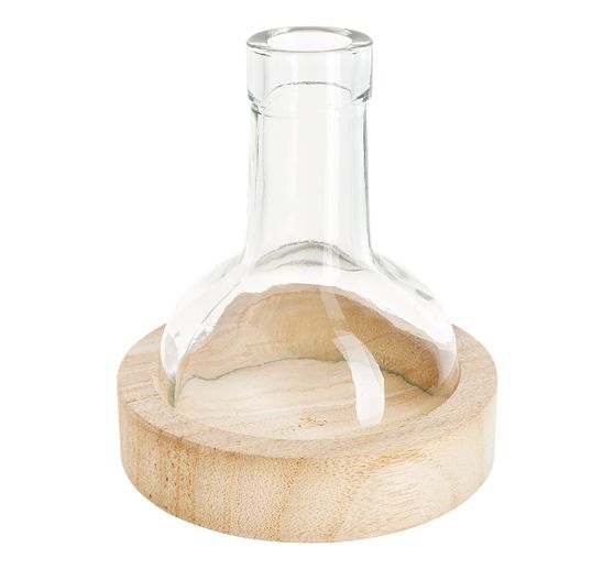 VBS Glazen kap fles met houten basis