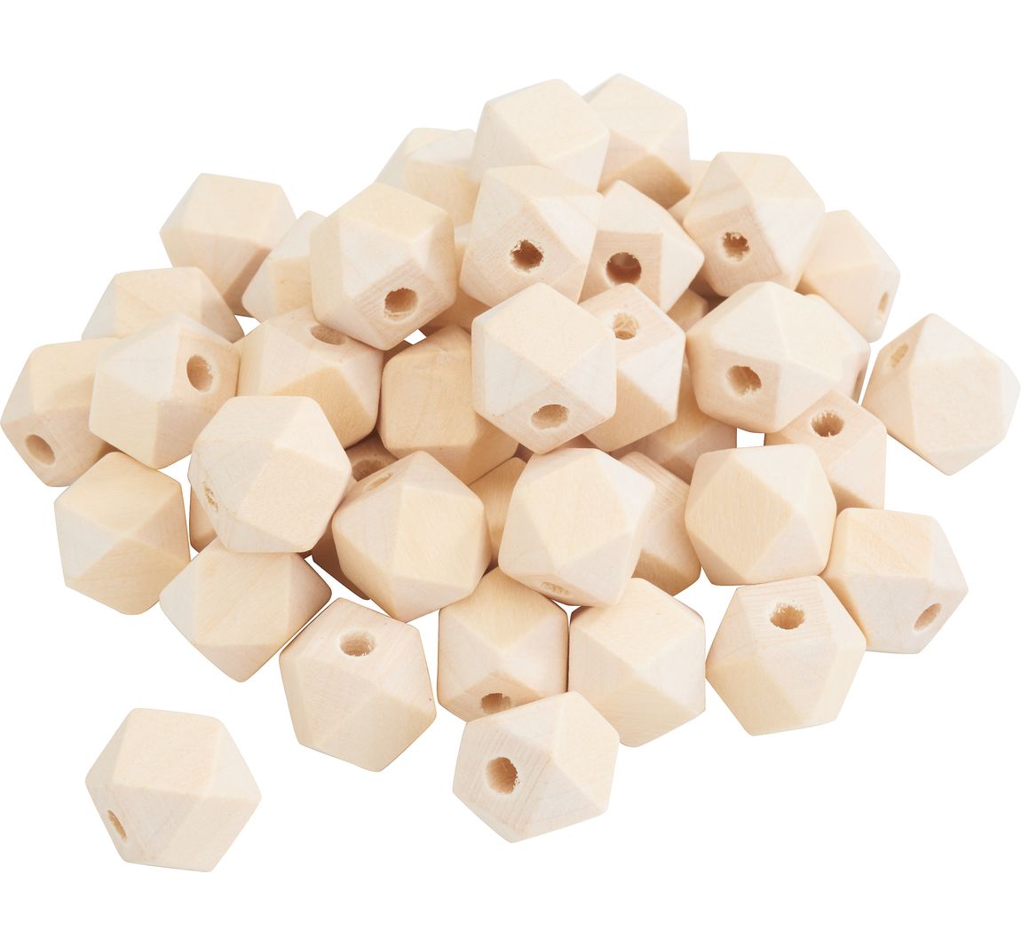 VBS XXL Knutsel houten kraal "Diamond", 50 stuks