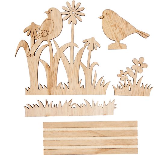 VBS Houten bouwpakket "Vogels in de bloemenweide"