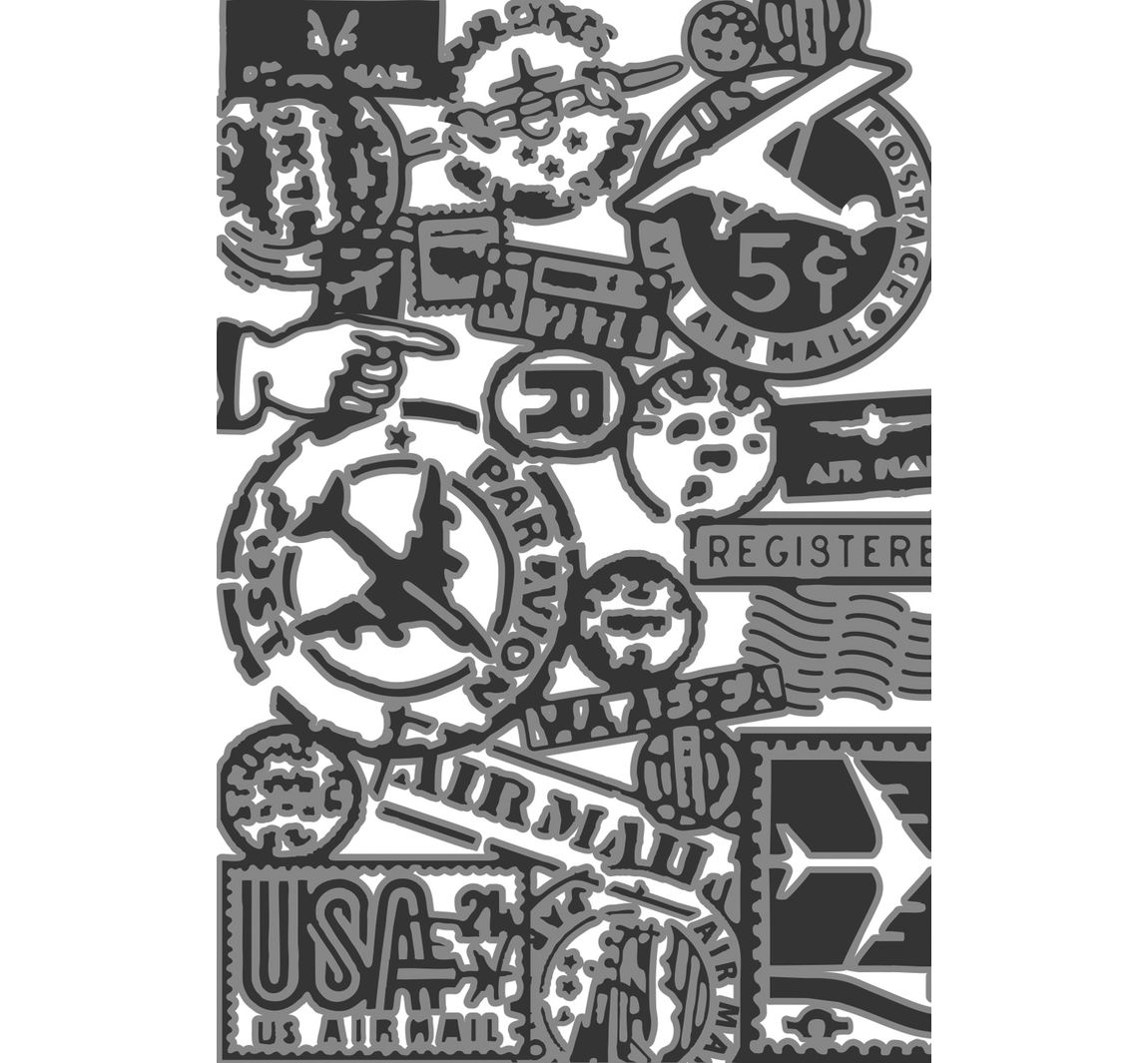Sizzix Multi-Level Embossing sjabloon "Vault Airmail by Tim Holtz"