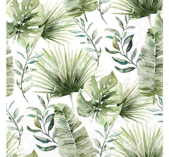 Servet "Jungle Leaves, white"