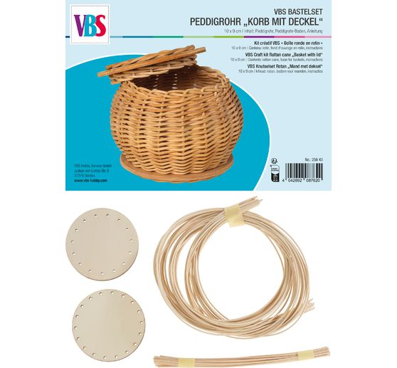 VBS Craft kit Rattan cane "Basket with lid"