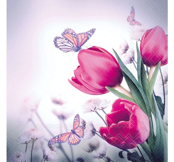 Napkin "Butterflies & Tulips"