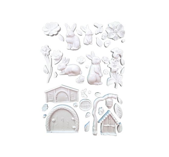 Siliconen gietvorm "Rabbit & Flowers"