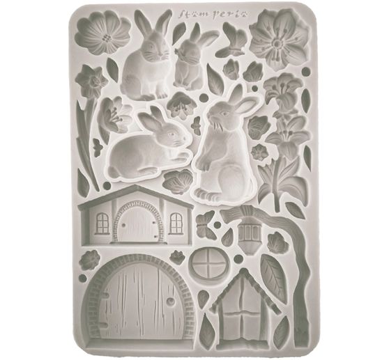 Siliconen gietvorm "Rabbit & Flowers"