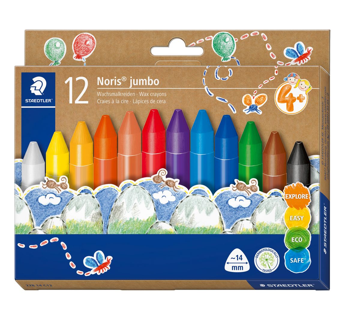 STAEDTLER Waskrijtjes "Noris jumbo", 12 kleuren