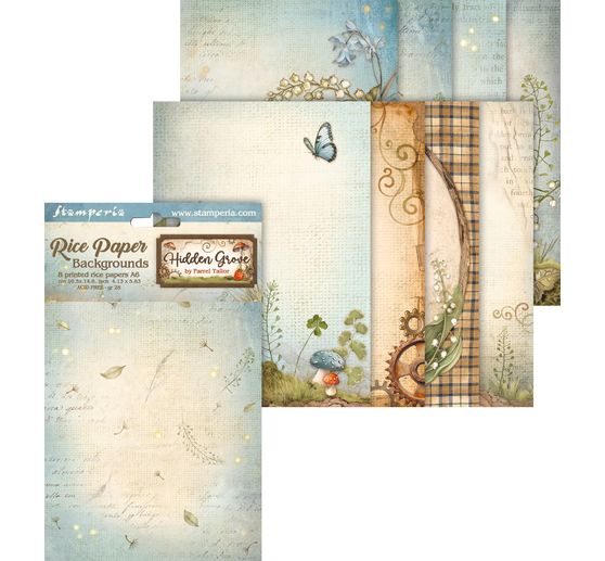 Motif straw silk backgrounds "Hidden Grove"