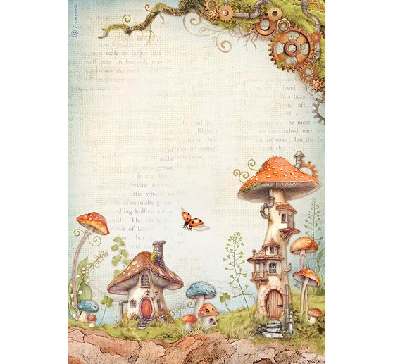 Motief strozijde "Hidden Grove - Mushroom Houses"