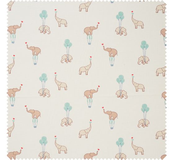 Katoenen stof "Flying Elephants"