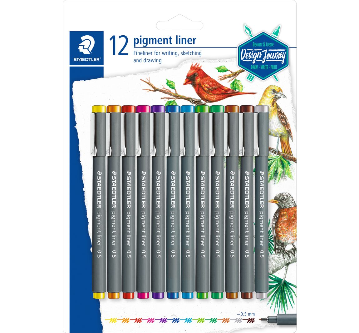 STAEDTLER Pigment Liners, 12 kleuren