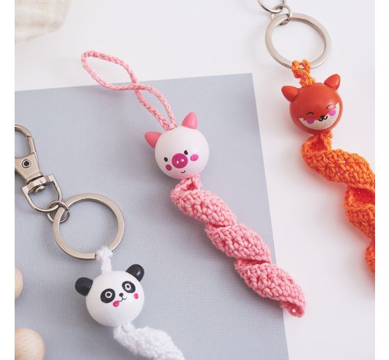 Houten ballen met gezicht "Cute Animals", 10 stuks.