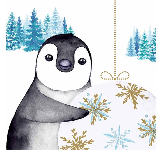 Servet "Pinguïn in de winter"