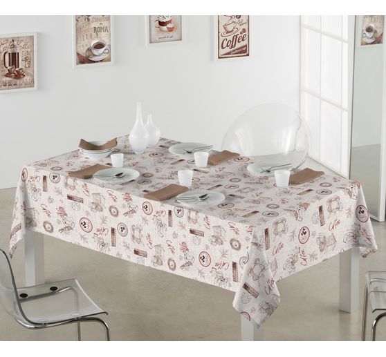 Motif fabric linen look "Coffee"