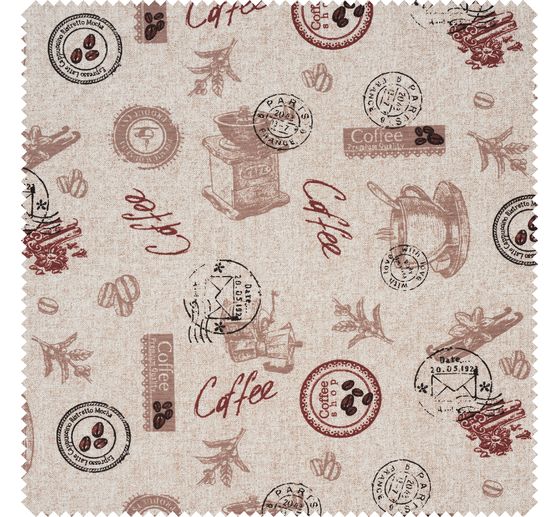 Motif fabric linen look "Coffee"