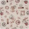 Motif fabric linen look "Coffee"