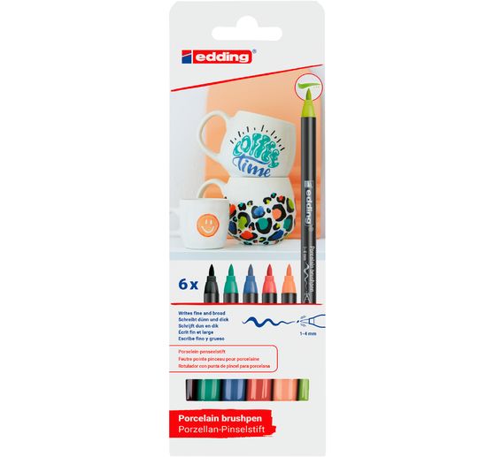 edding 4200 Porcelain brushpen "Vivid", set van 6 stuks