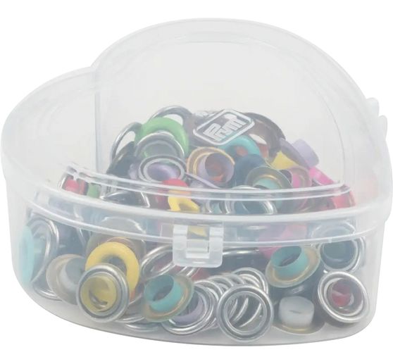 Prym Oogjes met schijfjes Gekleurd, Ø 8 mm, in hartendoosje