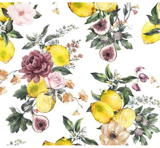 Cotton fabric "Lemon and Roses"