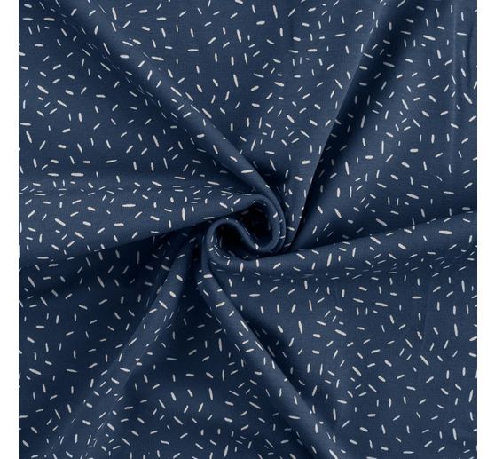 Jersey stof "Confetti strepen denimblauw"