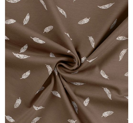 Jersey fabric "Feathers Taupe"