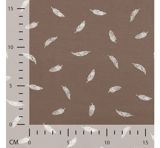 Jersey fabric "Feathers Taupe"