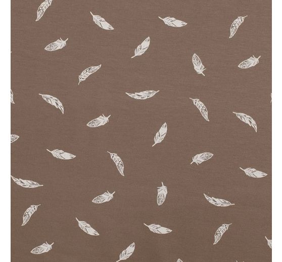 Jersey fabric "Feathers Taupe"