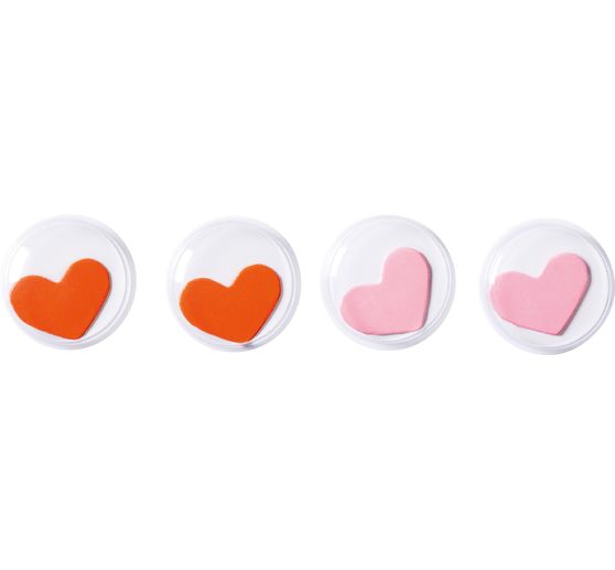 Wiebeloogjes "Hearts", 20 mm, zelfklevend