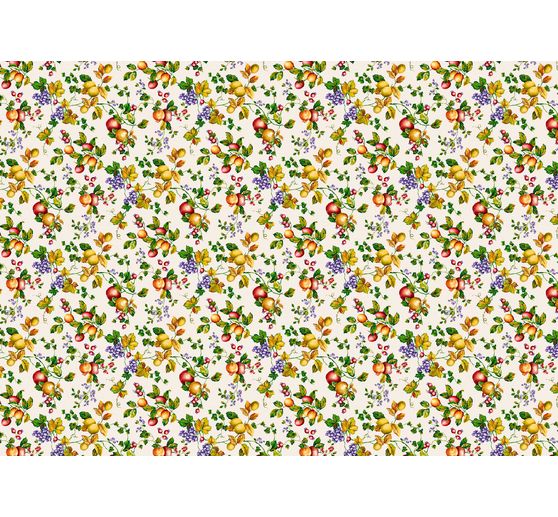 Decoration fabric linen optics "Fruit and leaves"