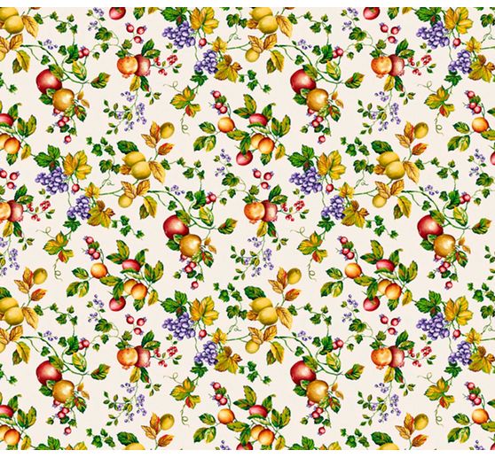 Decoration fabric linen optics "Fruit and leaves"